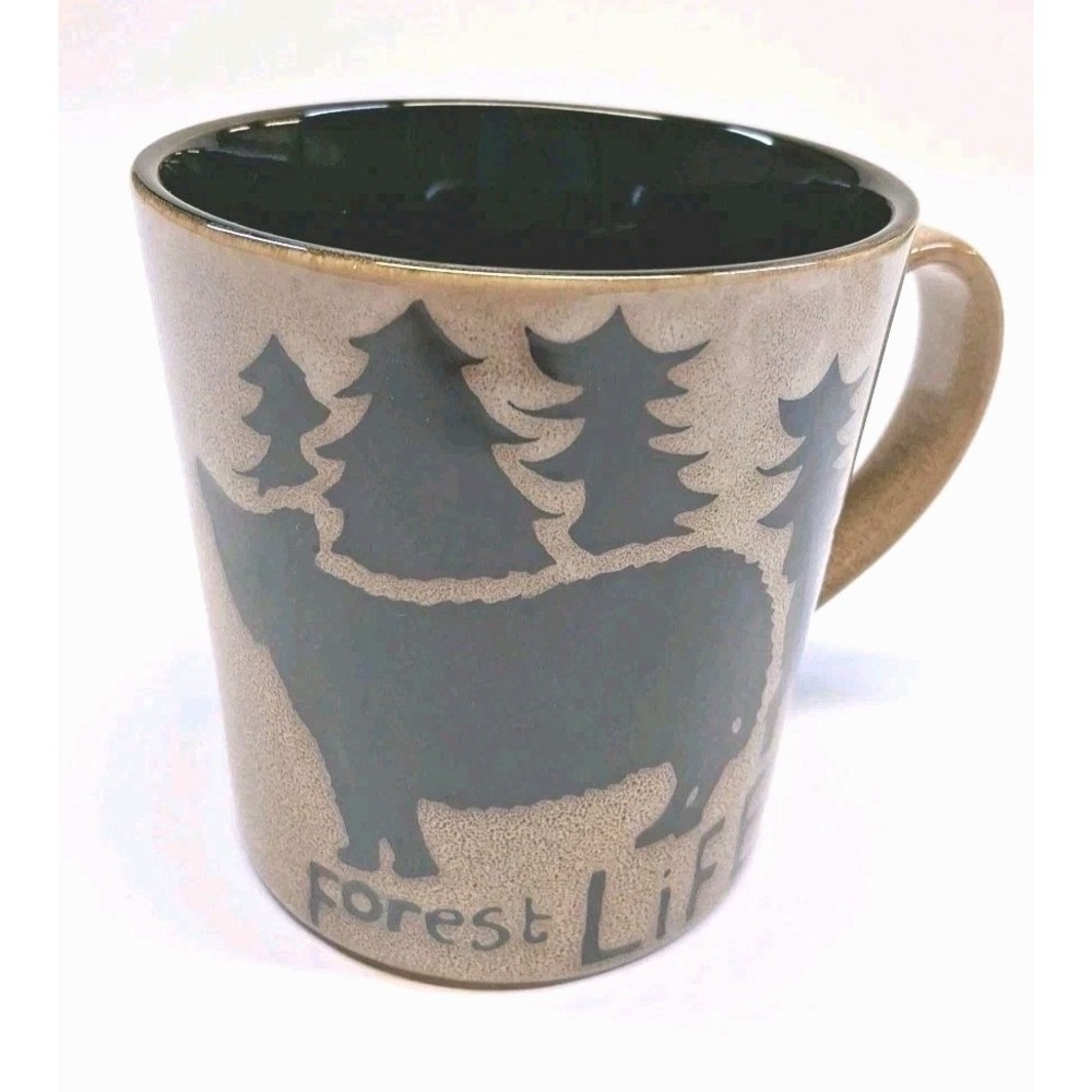 Pfaltzgraff Forest Life Tan & Brown Bear & Pines Nature Mug Oversized 16 fl oz